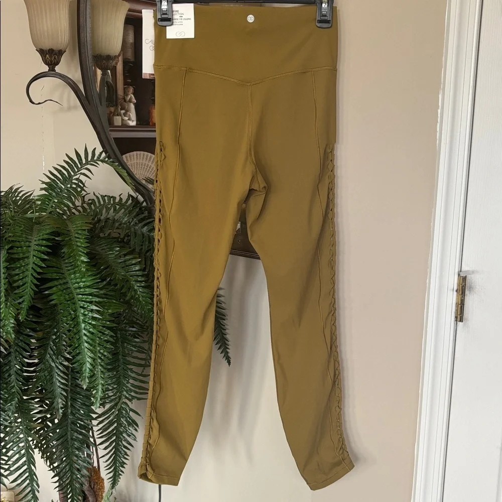 Brand New CALIA Inspire Crochet High-Rise 7/8 Leggings Fitted Tight Olive Bronze - Picture 9 of 16